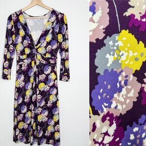 BODEN Floral Print Jersey Purple Dress Size 8